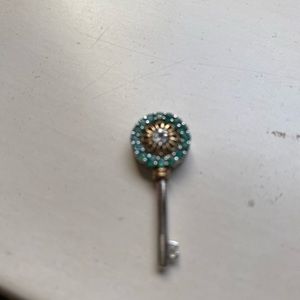 Emerald gold and diamond key charm